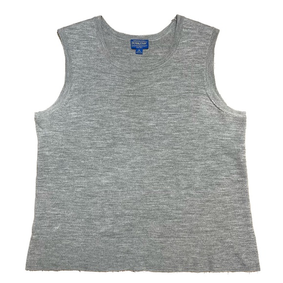 Pendleton Merino Wool Round Neck Sleeveless Sweater Vest Gray Sz XL Petite - Picture 1 of 8